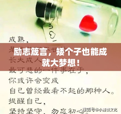 励志箴言,矮个子也能成就大梦想!